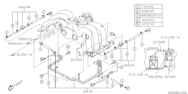 2003 Subaru Legacy Pipe Assembly-Fuel Supply Diagram for 16630AA663