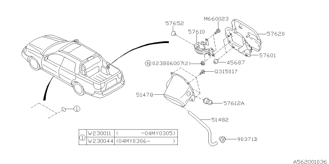 2004 Subaru Baja Trunk & Fuel Parts Diagram 4