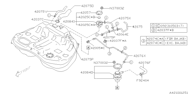 2005 Subaru Baja Gasket Diagram for 42025AE13A