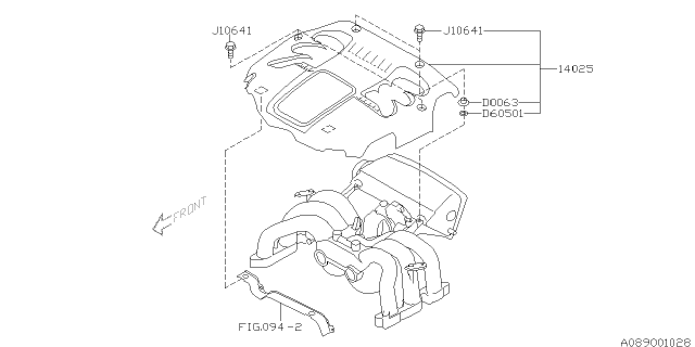 2003 Subaru Baja Cover Collector Diagram for 14025AA190