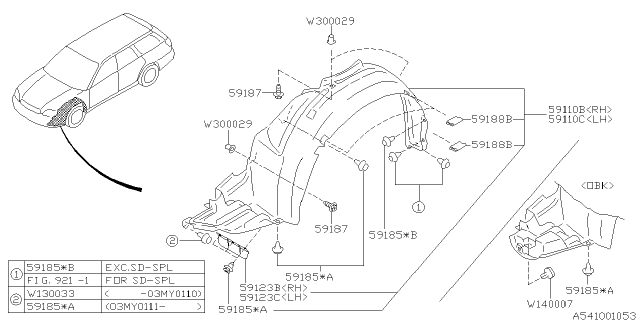 2003 Subaru Outback Mudguard Diagram 1