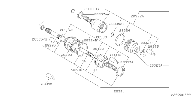 2006 Subaru Baja Boot Drive Shaft Diagram for 28323SA000