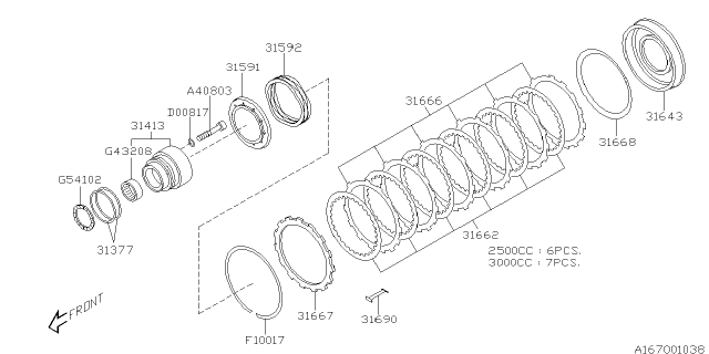 2001 Subaru Outback Low & Reverse Brake Diagram