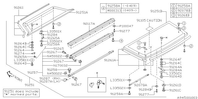 2005 Subaru Baja Luggage Trim Diagram 1