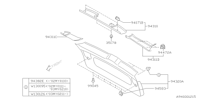 2006 Subaru Baja Inner Trim Diagram 5