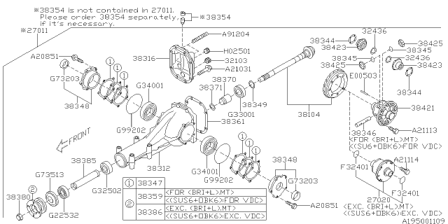 2001 Subaru Outback Differential - Individual Diagram 4