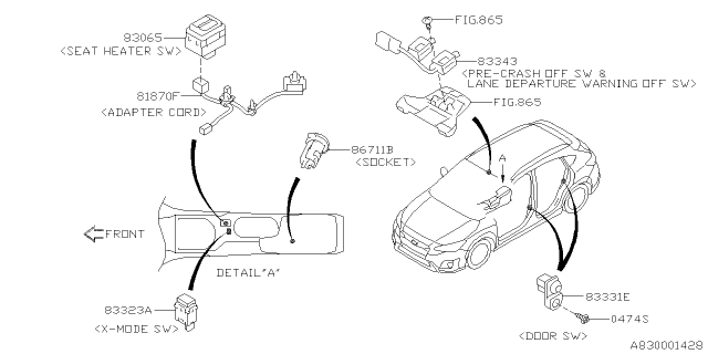 2019 Subaru Crosstrek Switch - Instrument Panel Diagram 1