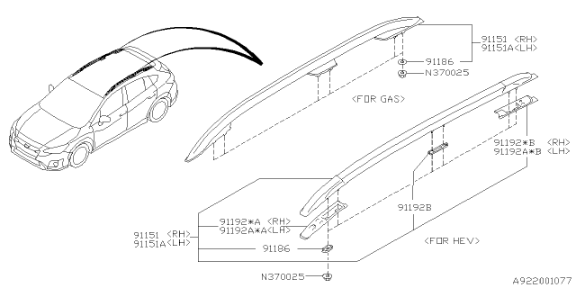 2019 Subaru Crosstrek Roof Rail Diagram