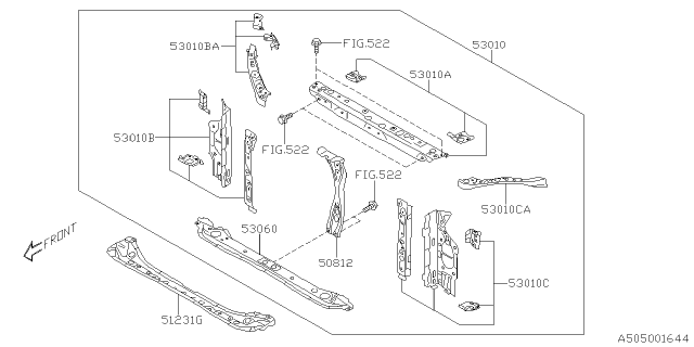 2019 Subaru Crosstrek Radiator Panel Complete Diagram for 53029FL1709P