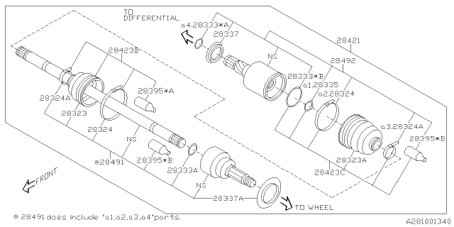 2020 Subaru Crosstrek Manual Transmission Rear Axle Diagram for 28421FL030