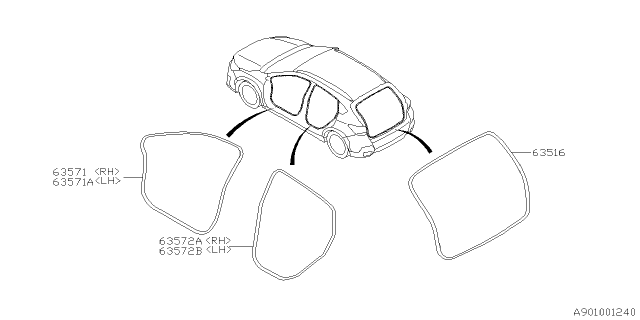 2020 Subaru Crosstrek Weather Strip Body Side Front Diagram for 63572FL110