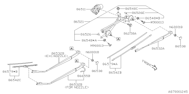 2019 Subaru Crosstrek Hose WIPER Arm As Diagram for 86655FL400