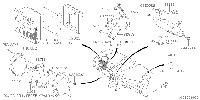 2020 Subaru Crosstrek APRCH Info BRKT LHD Diagram for 82804FL030