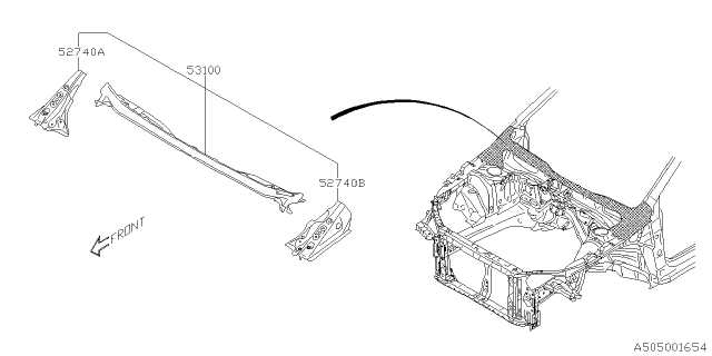 2020 Subaru Crosstrek Reinforcement Front Panel Diagram for 51091FL0309P