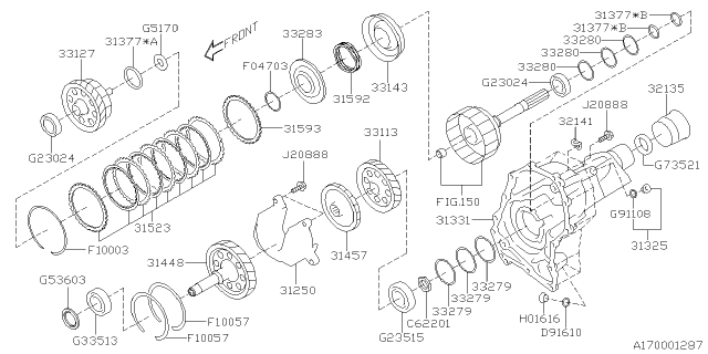 2019 Subaru Crosstrek Automatic Transmission Transfer & Extension Diagram 2