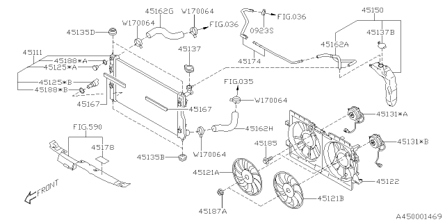 2018 Subaru Crosstrek Radiator Assembly Diagram for 45111FL001