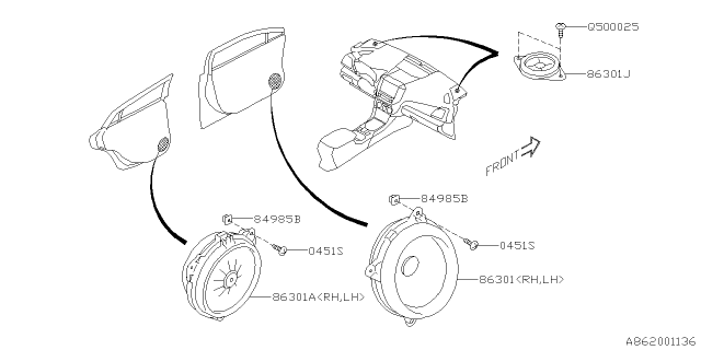 2020 Subaru Crosstrek Speaker Assembly Rear Diagram for 86301FL010