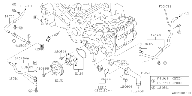 2021 Subaru Crosstrek Pipe Assembly-Water Diagram for 14049AA830