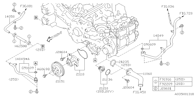 2021 Subaru Crosstrek Pipe Assembly Water Diagram for 14049AA780