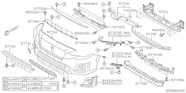 2019 Subaru Crosstrek BNERGY ABSORBER Lower Diagram for 57705FL080