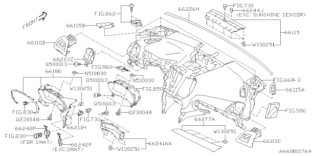 2020 Subaru Crosstrek Ornament Panel Assembly PASSENG Diagram for 66077FL110