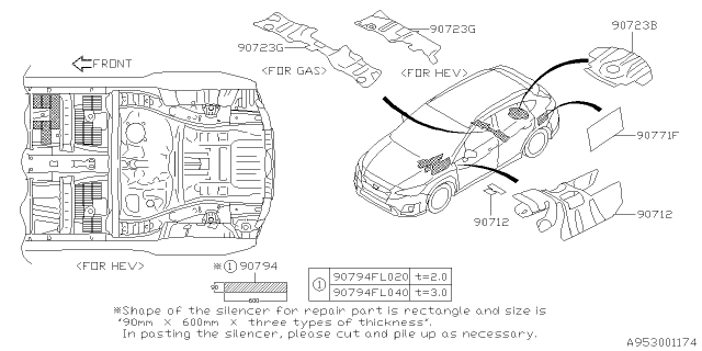 2020 Subaru Crosstrek SILENCER Rear Floor Seat Diagram for 90723FL000