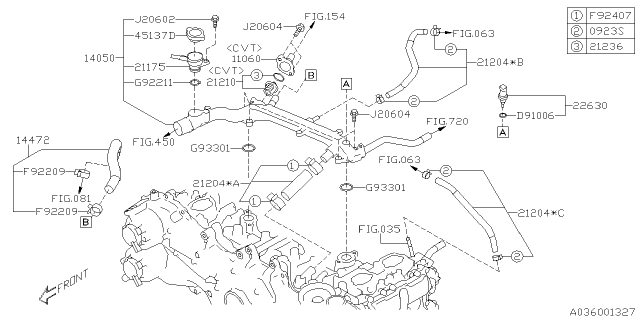 2021 Subaru Crosstrek Pipe Assembly Water Diagram for 14050AB200