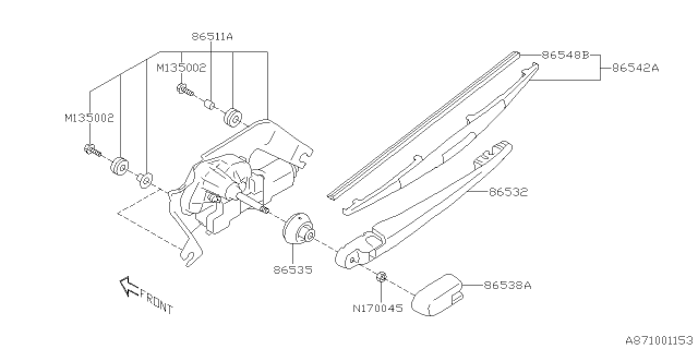 2020 Subaru Crosstrek Rear Window Wiper Arm Diagram for 86532FL100