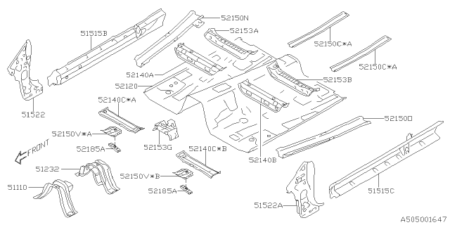 2018 Subaru Crosstrek Floor Pan Front Diagram for 52119FL0009P