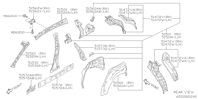 2019 Subaru Crosstrek PLR COMPL F In U RH Diagram for 51520FL0409P