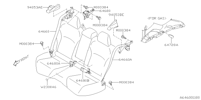 2019 Subaru Crosstrek Seat Belt Outer Rear LH Diagram for 64660FL370VH