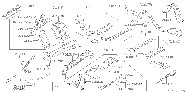 2020 Subaru Crosstrek Bracket Complete Front Fe Diagram for 51234FL0509P