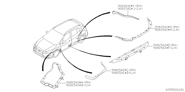 2021 Subaru Crosstrek INSULATOR Pl Front INLH Diagram for 90815FL130