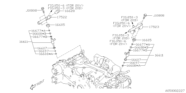 2018 Subaru Crosstrek Pipe Assembly Fuel RH Diagram for 17522AB040
