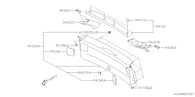 2018 Subaru Crosstrek Trim Panel Rear Gate UPPE Diagram for 94310FL010VH