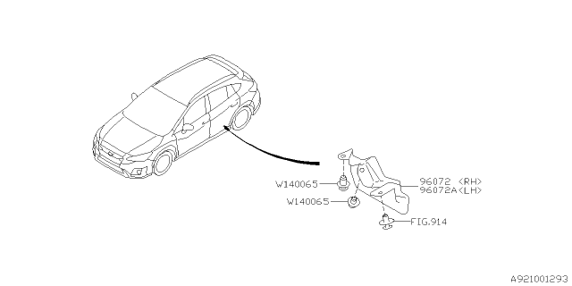 2020 Subaru Crosstrek Plate Air Flap LH Diagram for 96072FL090