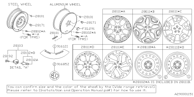 2019 Subaru Crosstrek Aluminium Disc Wheel Diagram for 28111FL210