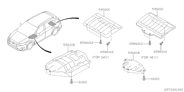2020 Subaru Crosstrek Cover EXH R HEV Diagram for 59024FL070