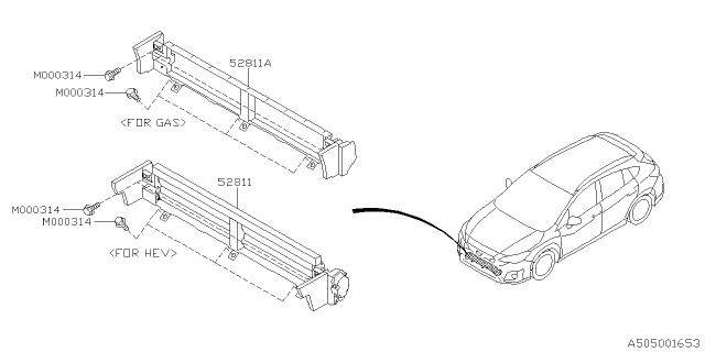 2019 Subaru Crosstrek Frame Assembly Active Grille Diagram for 52811FL060