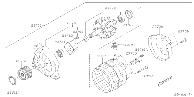 2021 Subaru Crosstrek Cover Assembly ALTERNATOR Diagram for 23727AA780