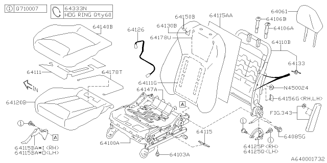 2018 Subaru Crosstrek Front Back Rest Seat Cover Assembly Diagram for 64150FL210NH