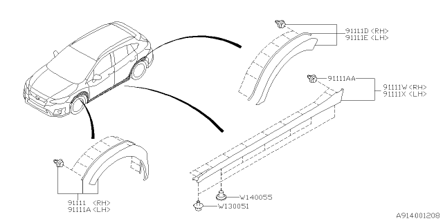 2020 Subaru Crosstrek GARNISH Ay SDSL LH Diagram for 91112FL200