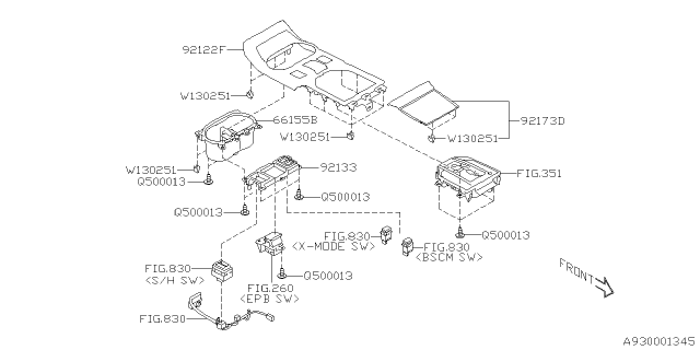 2020 Subaru Crosstrek Cup Holder Assembly Diagram for 66150FL000