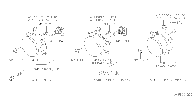 2019 Subaru Crosstrek Fog Lamp Assembly Front RH Diagram for 84501VA000