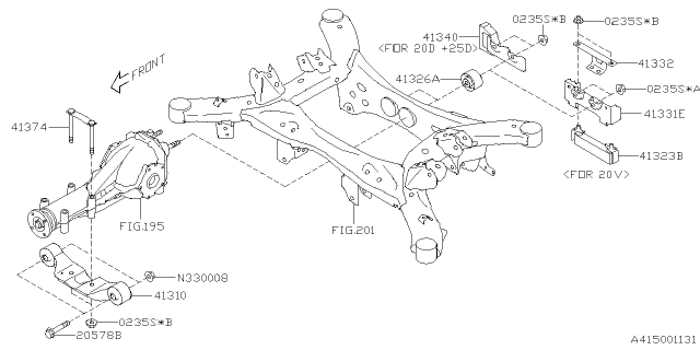 2018 Subaru Crosstrek Differential Mounting Diagram