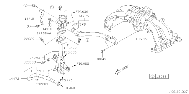 2020 Subaru Crosstrek BRKT-EGR Cont VLV Diagram for 14715AA070