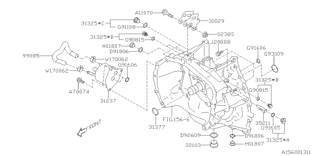 2019 Subaru Crosstrek Torque Converter & Converter Case Diagram 1