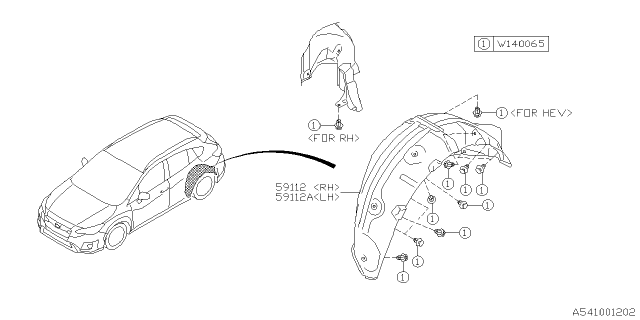 2018 Subaru Crosstrek Mud Guard Rear LH Diagram for 59122FL030