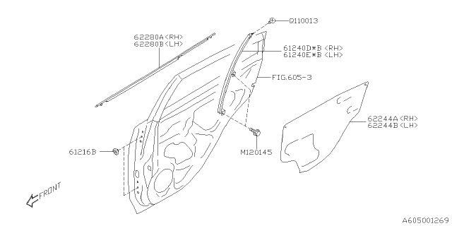 2020 Subaru Crosstrek Weather Strip Door Rear WLH Diagram for 62280FL010