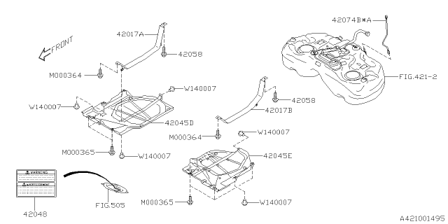 2018 Subaru Crosstrek Band Assembly Fuel Tank Right Diagram for 42017FL000